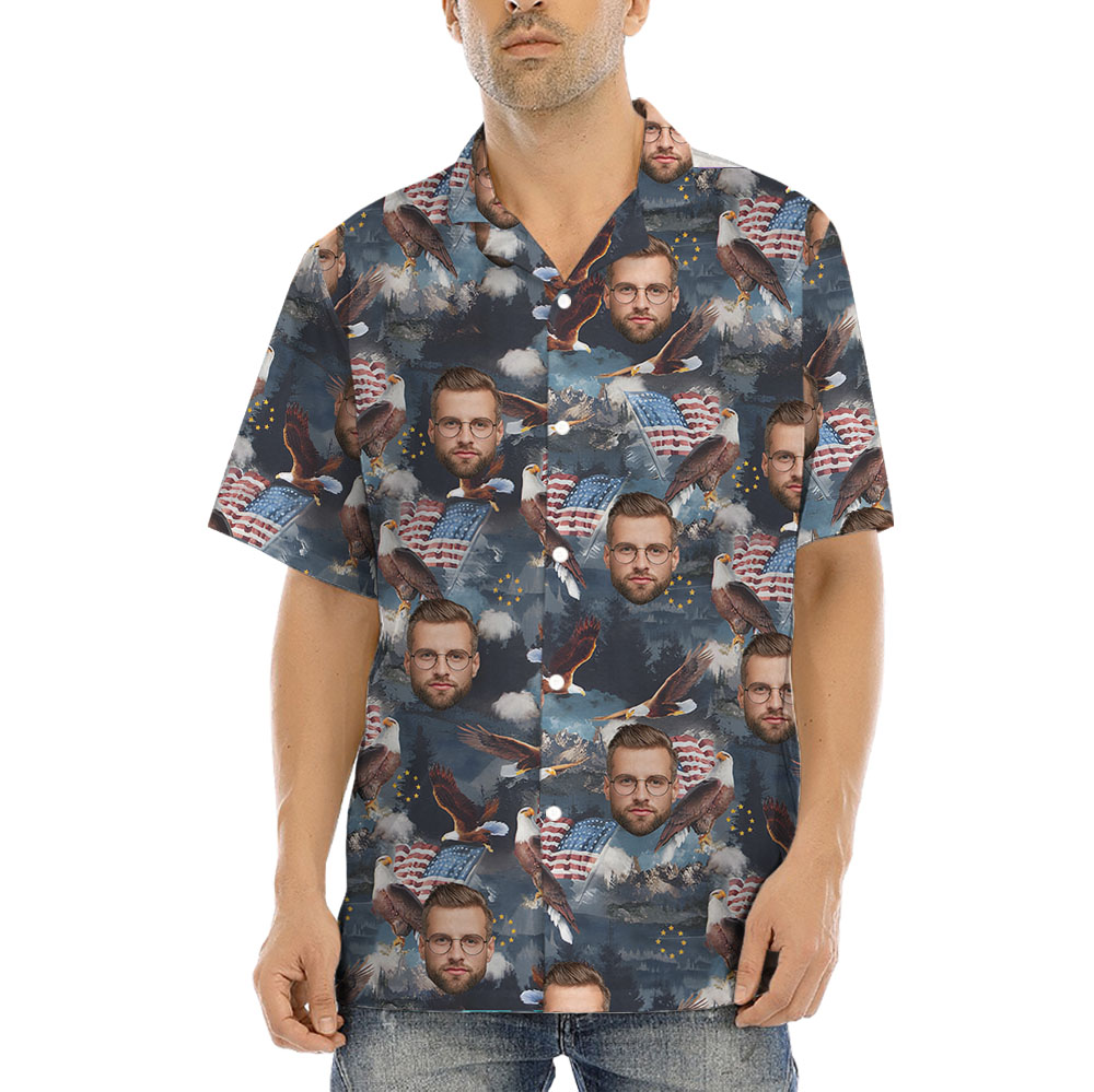 Independence Day Men's Hawaiian Shirt With 1-5 Faces - variant image 1