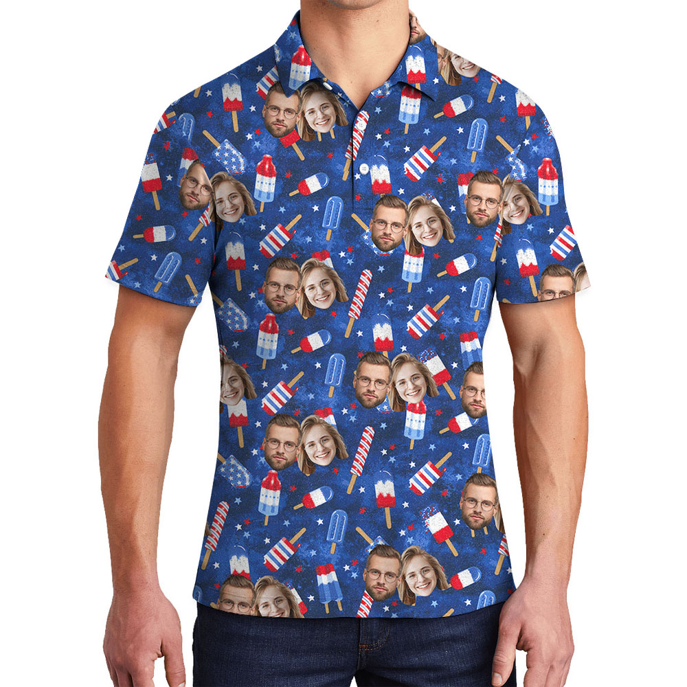 White Red And Blue Ice Cream Polos With Faces - variant image 1