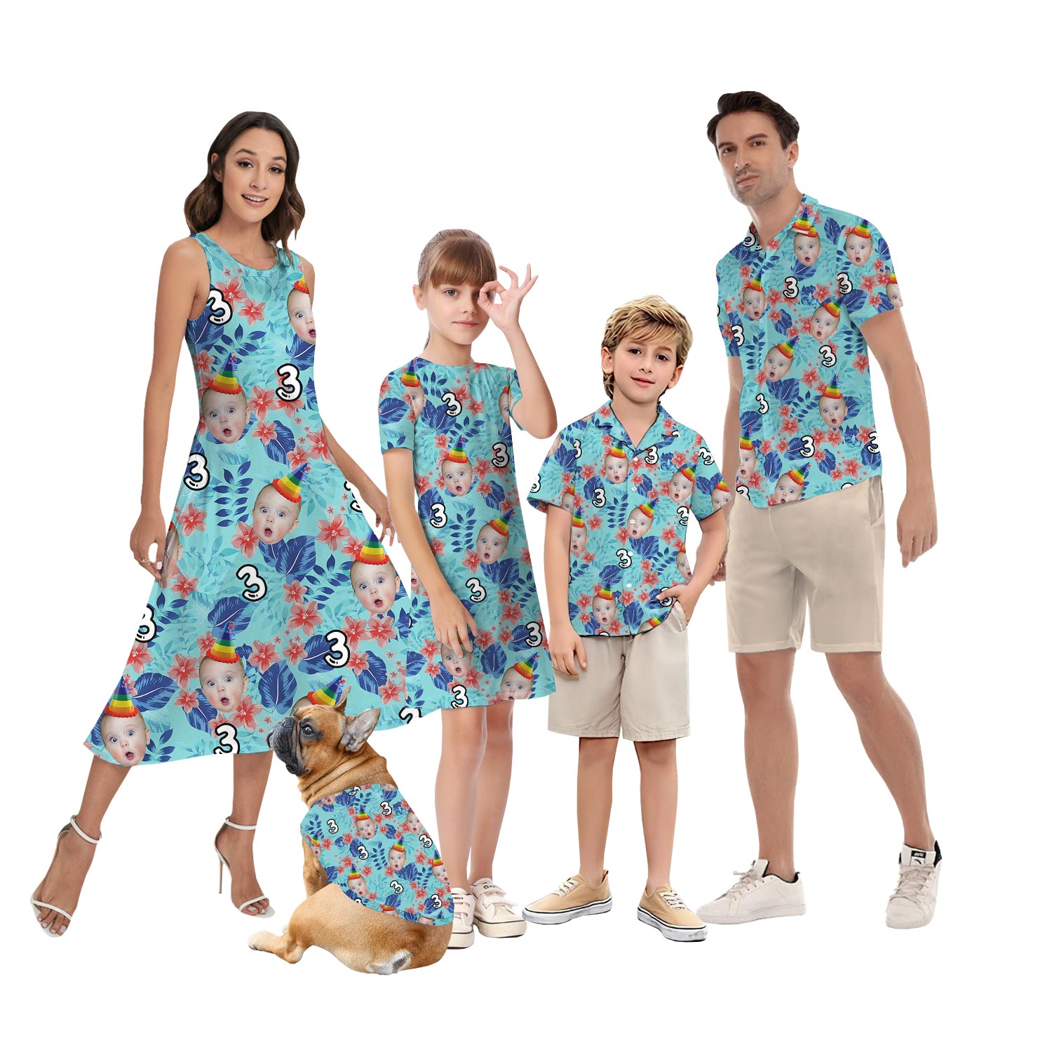 Birthday Matching Hawaiian Outfit For Family With Face - variant image 1