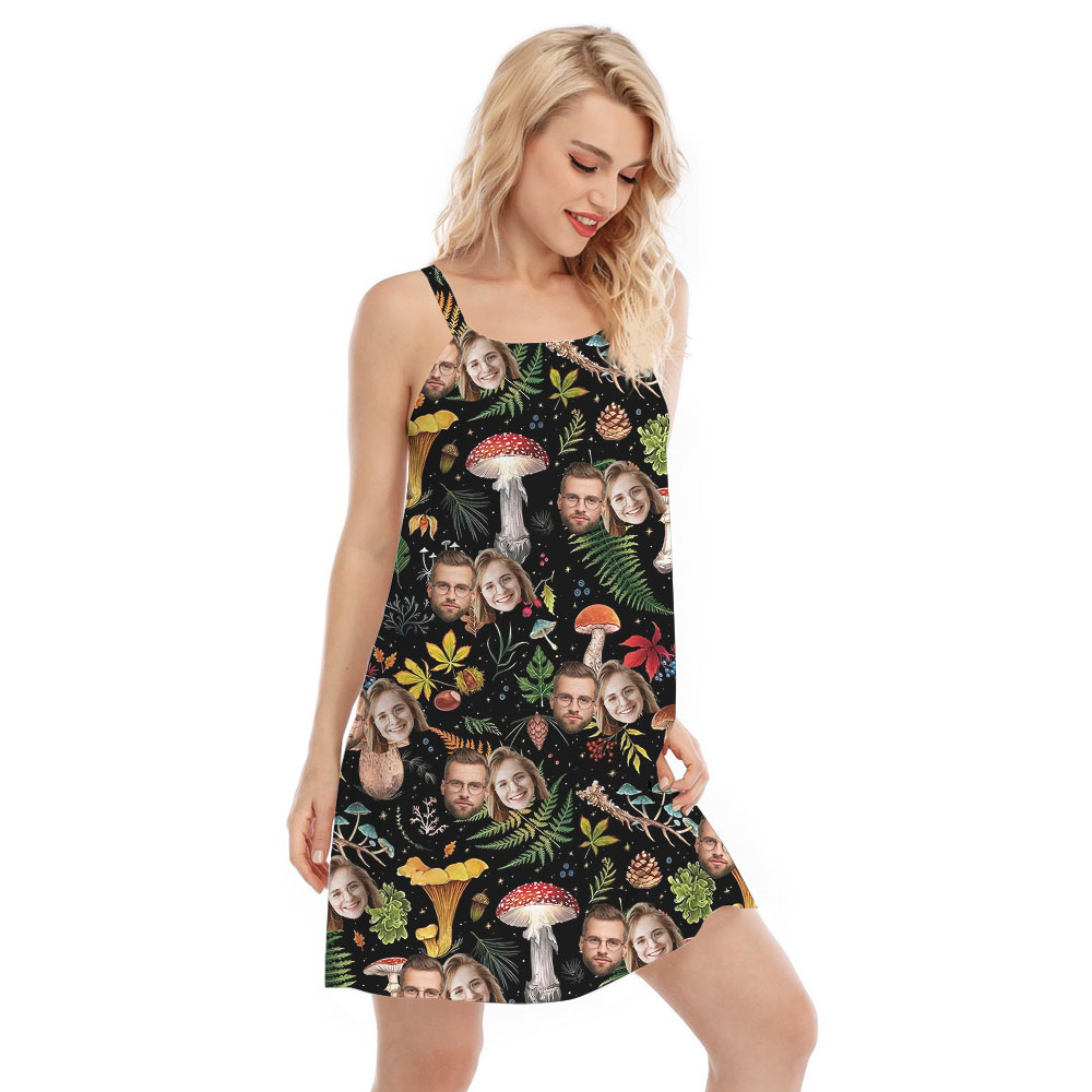 Cool Custom Face Cami Dress With Mushroom Print