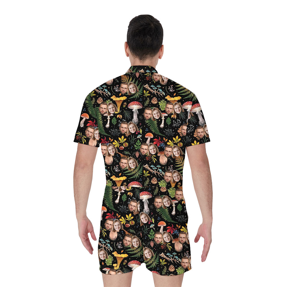 Unique Mushroom Men's Romper With 1-5 Faces
