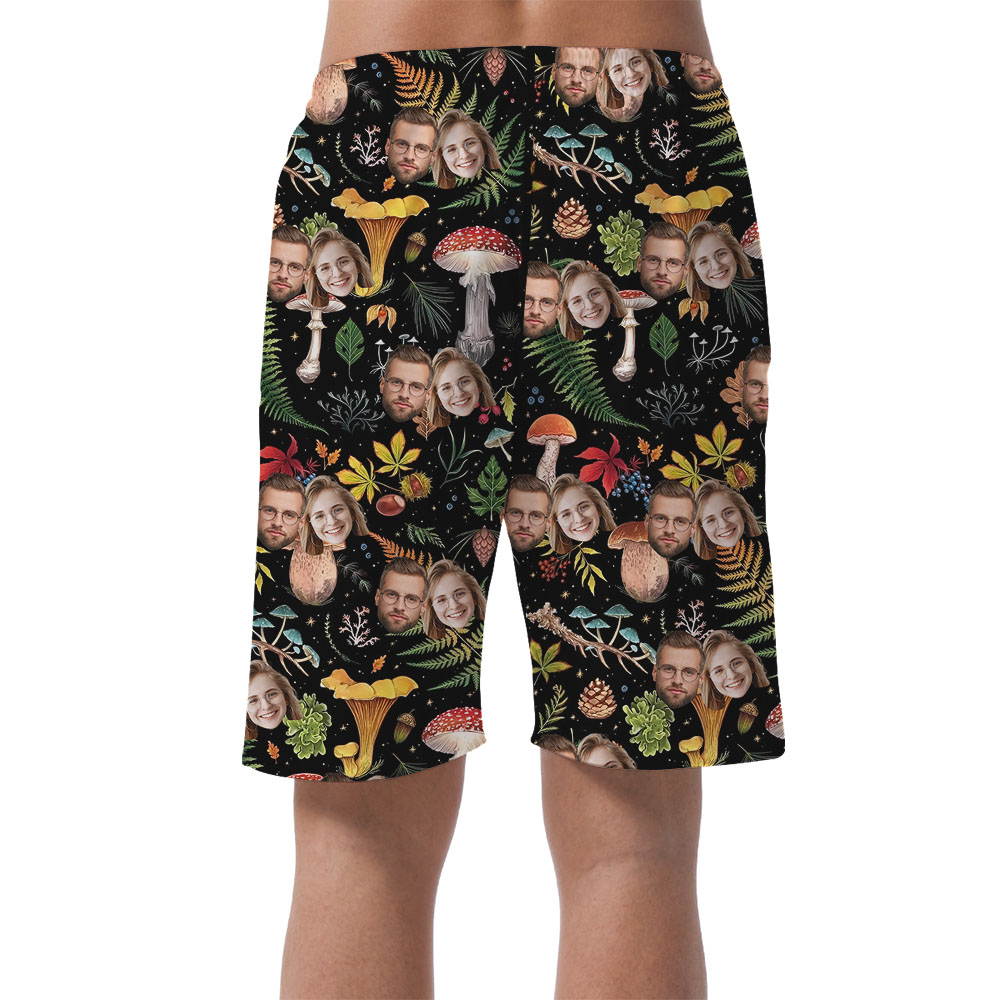 Cool Custom Mushroom Men's Casual Shorts With Faces
