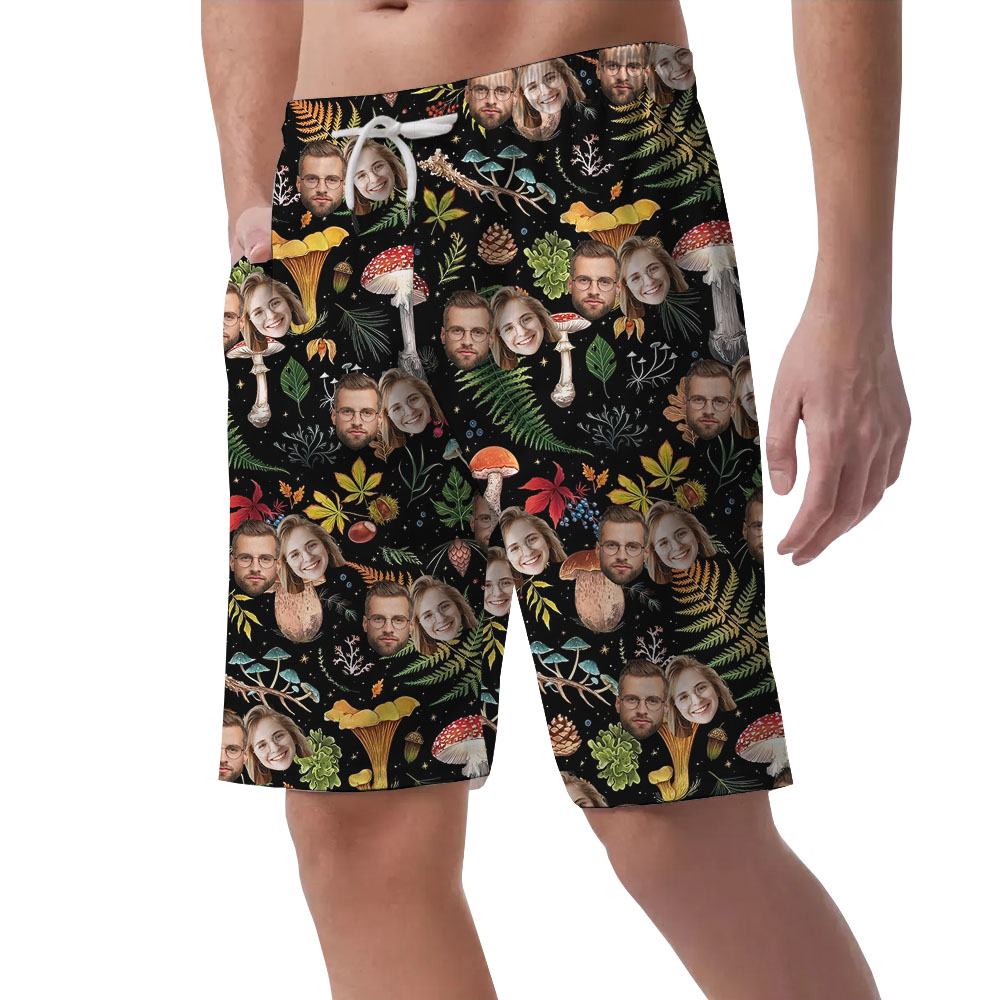 Cool Custom Mushroom Men's Casual Shorts With Faces