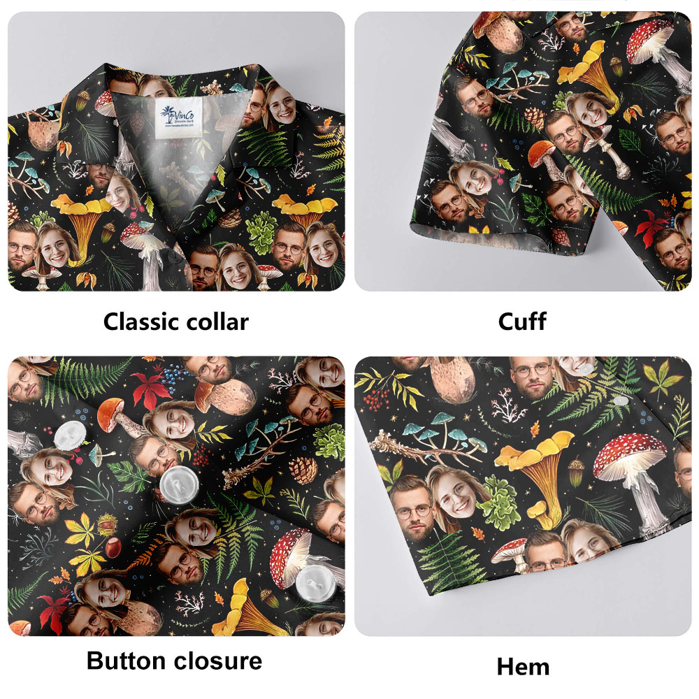 Custom Mushroom Hawaiian Shirt With 1-5 Faces