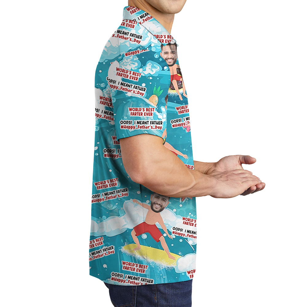 Funny Custom Dad Face Beach Polo Shirt for Men S-8XL