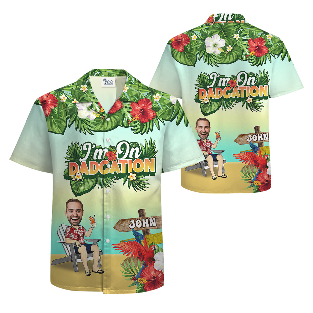 Custom Face and Name Father Day Hawaiian Shirt