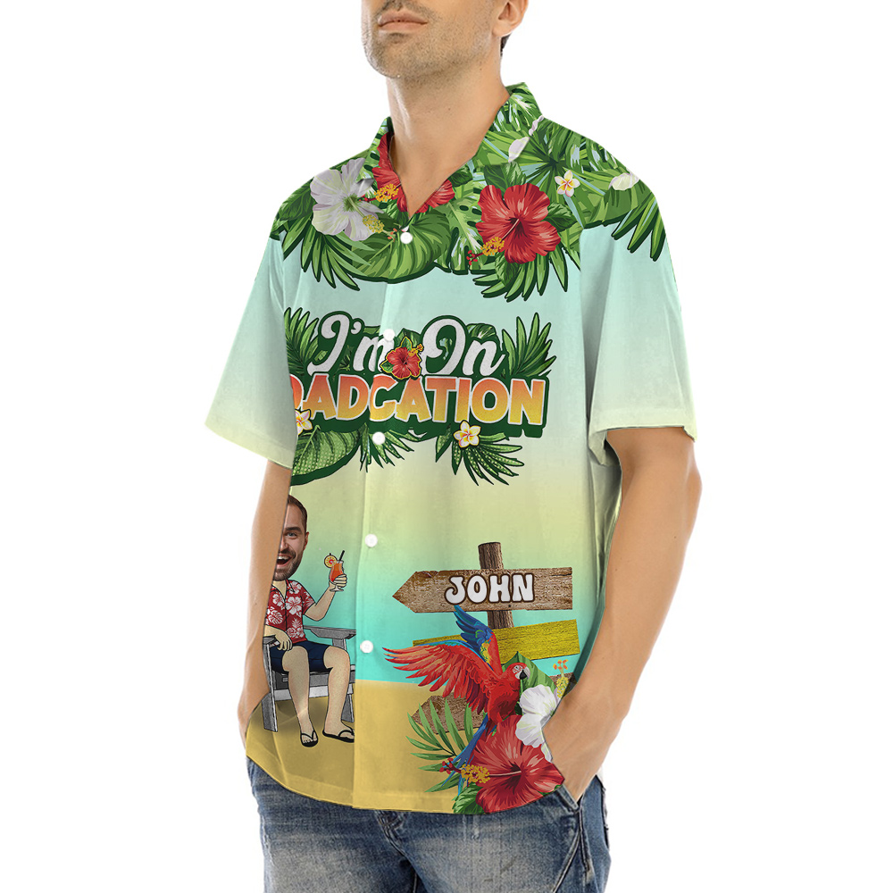 Custom Face and Name Father Day Hawaiian Shirt