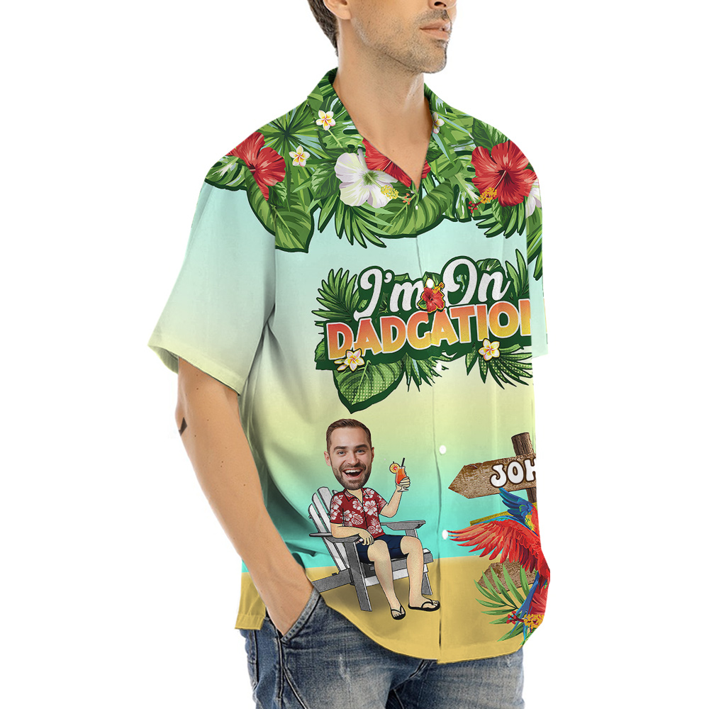 Custom Face and Name Father Day Hawaiian Shirt