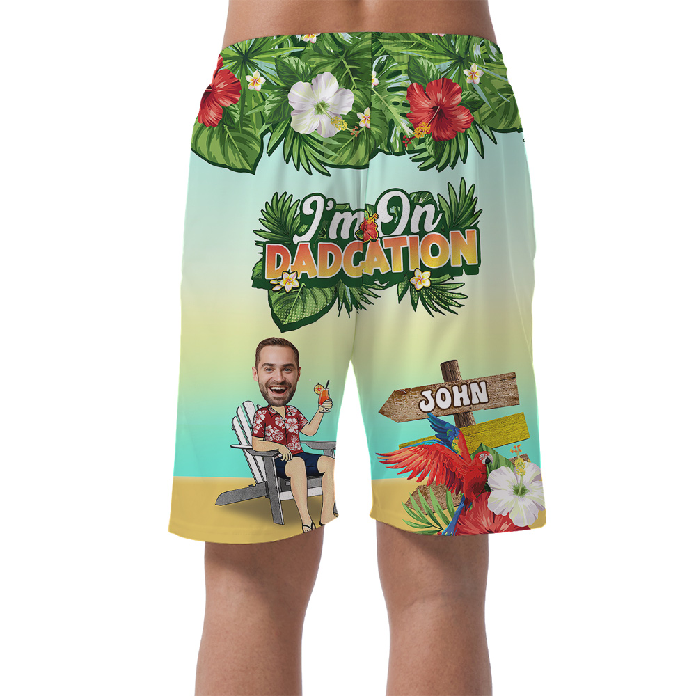 Custom Face and Name Father Day Hawaiian Beach Men Short