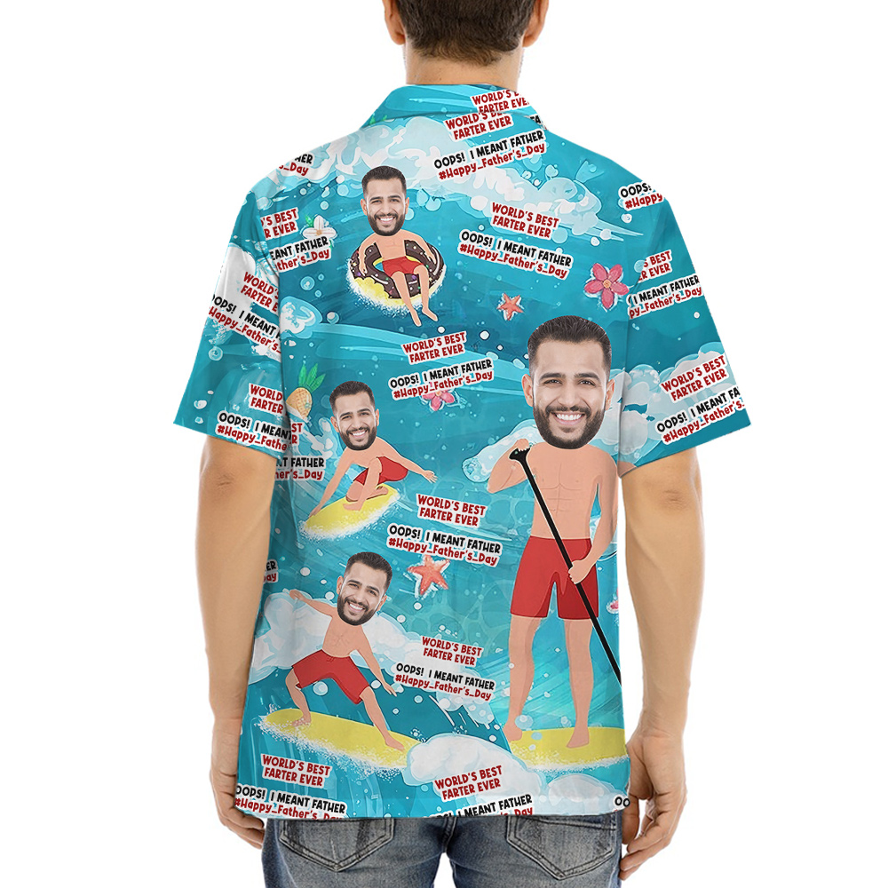 Funny Custom Dad Face Beach Shirt for Men S-8XL