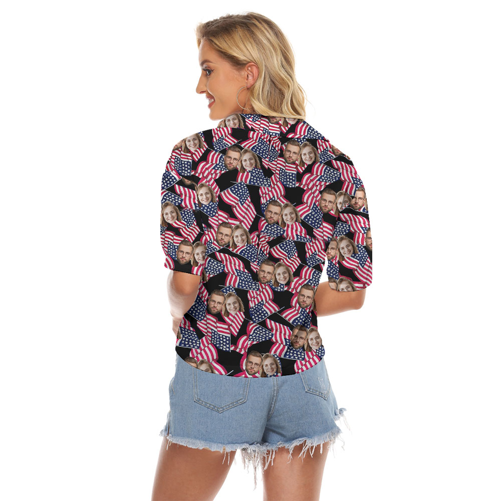 4th Of July Women's Blouse With 1-5 Faces