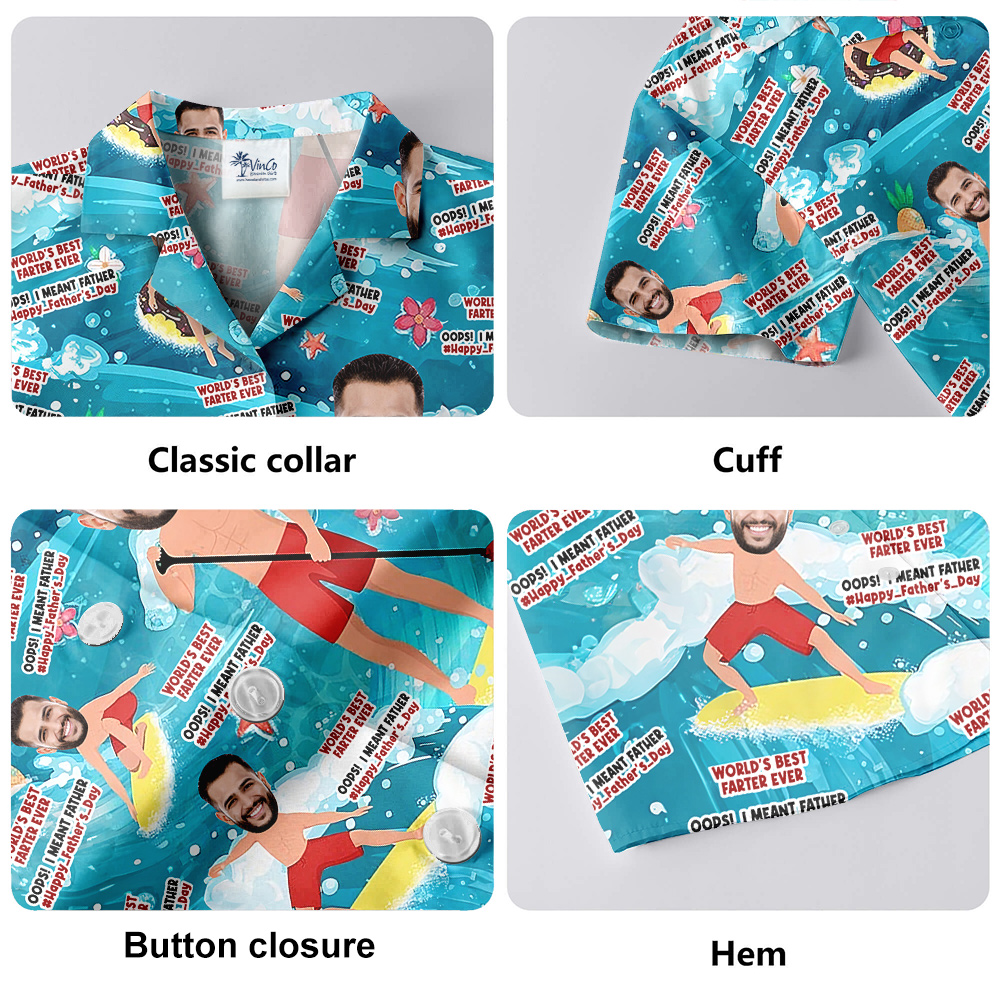 Funny Custom Dad Face Beach Shirt for Men S-8XL