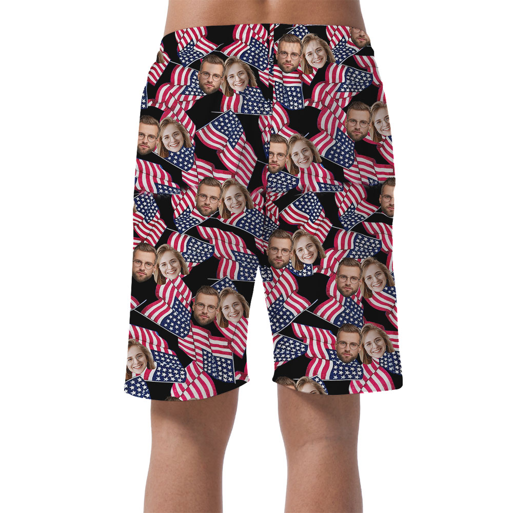 Custom 4th Of July Flag Men's Casual Shorts With Photos