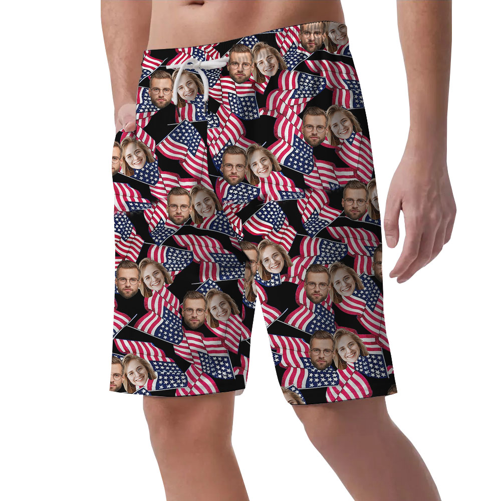 Custom 4th Of July Flag Men's Casual Shorts With Photos
