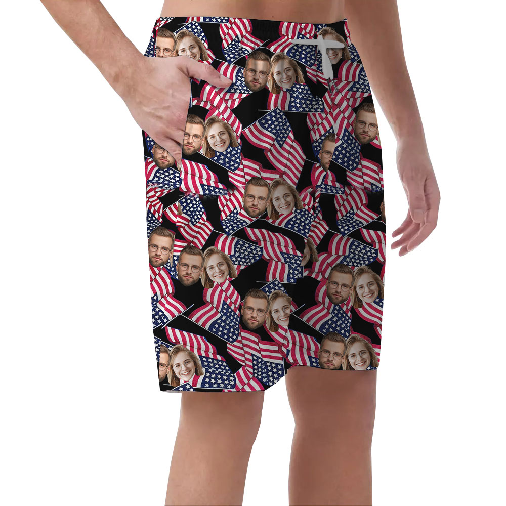 Custom 4th Of July Flag Men's Casual Shorts With Photos