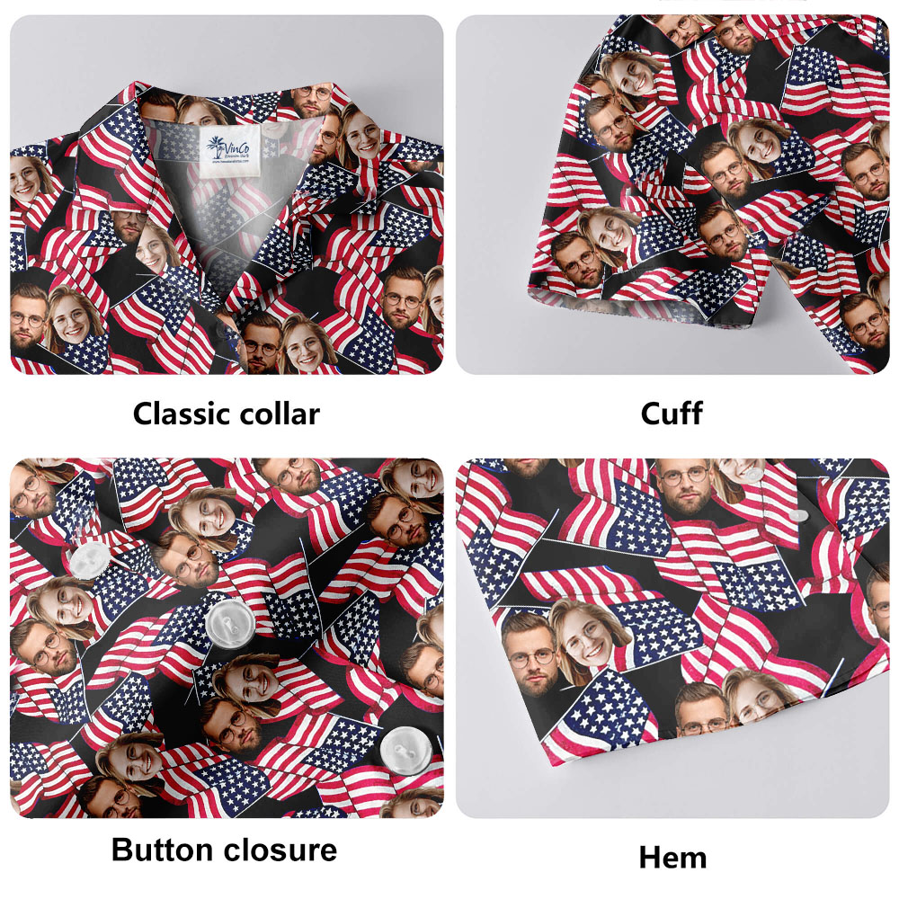 American Flag Black Hawaiian Shirt With Photos