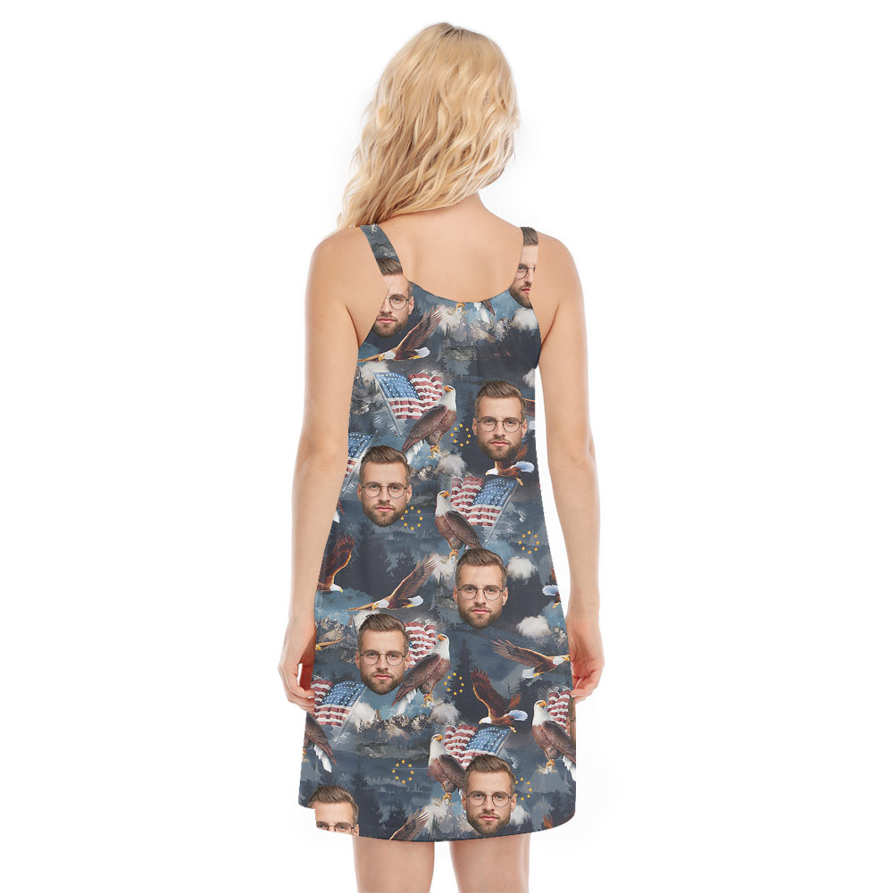 Eagle And Flag Women's Dress With 5 Faces