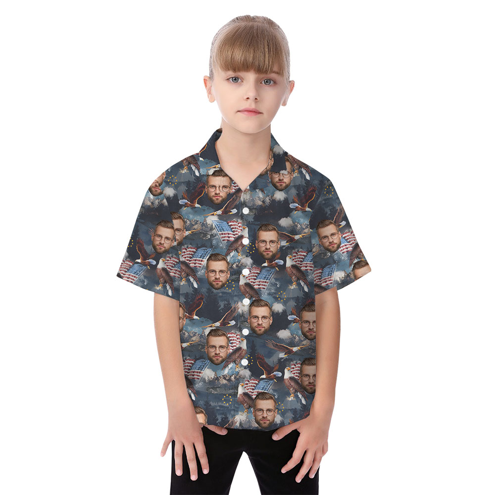 Patriotic Matching Family Hawaiian Shirt And Dress With Faces