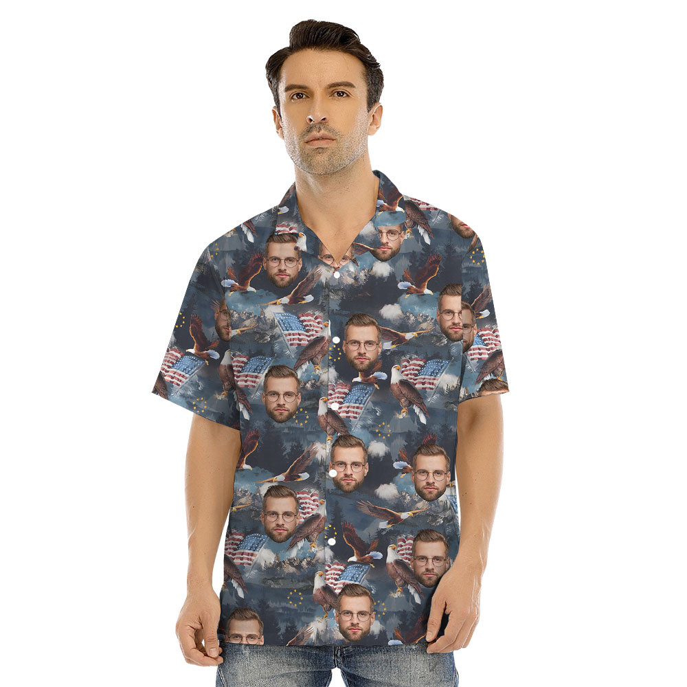Patriotic Matching Family Hawaiian Shirt And Dress With Faces