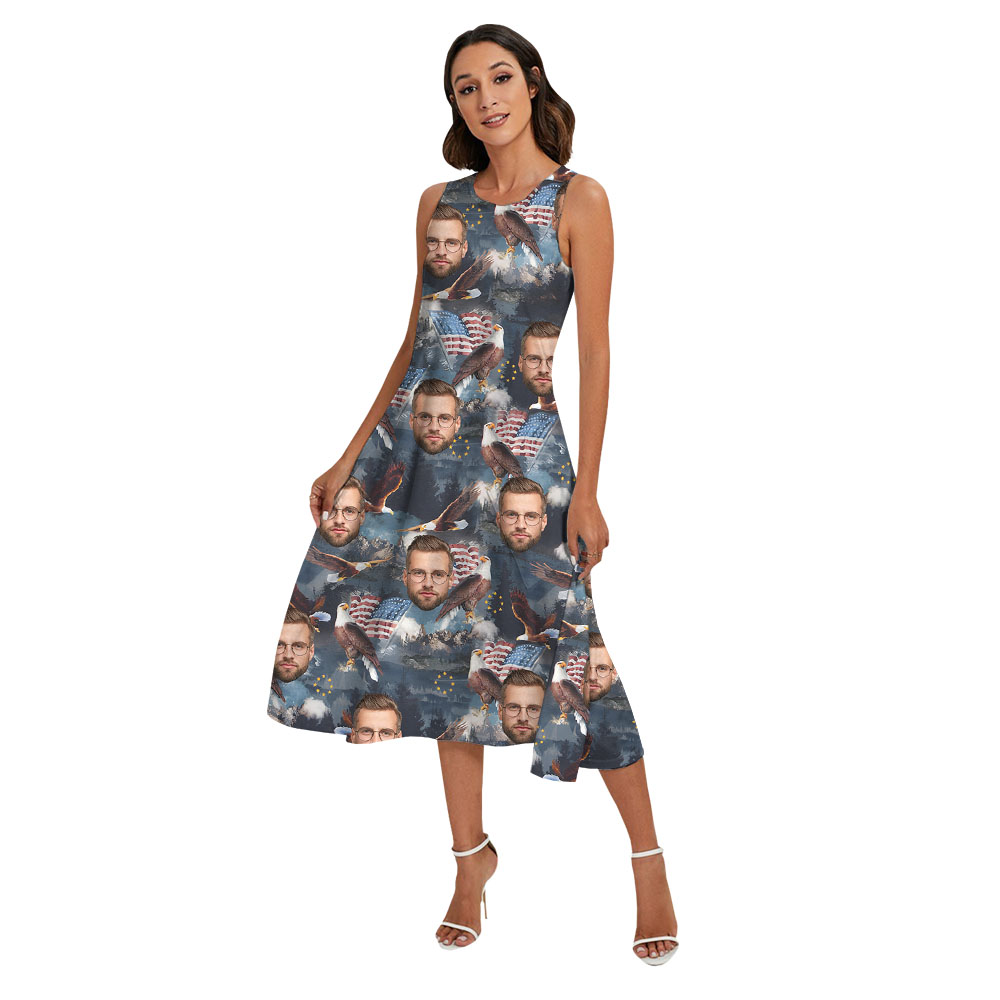 Patriotic Matching Family Hawaiian Shirt And Dress With Faces