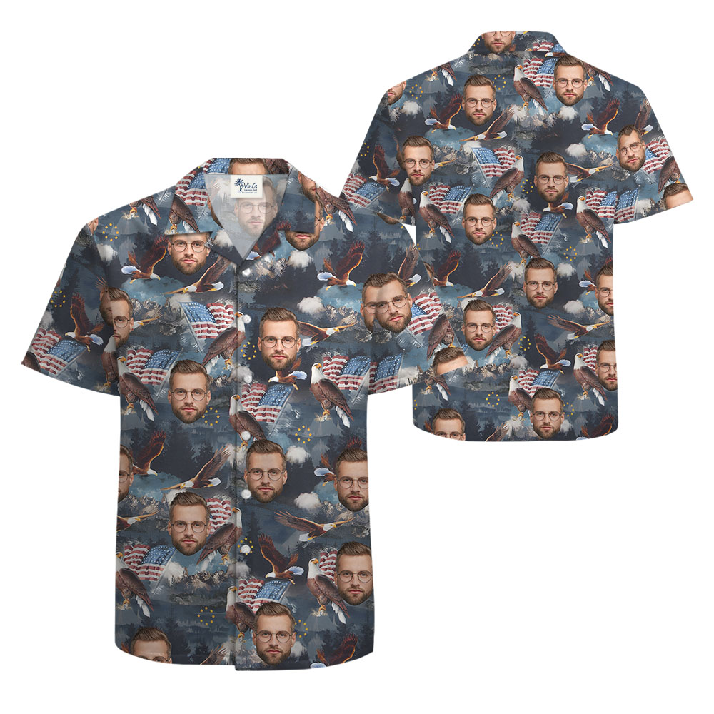 Independence Day Men's Hawaiian Shirt With 1-5 Faces