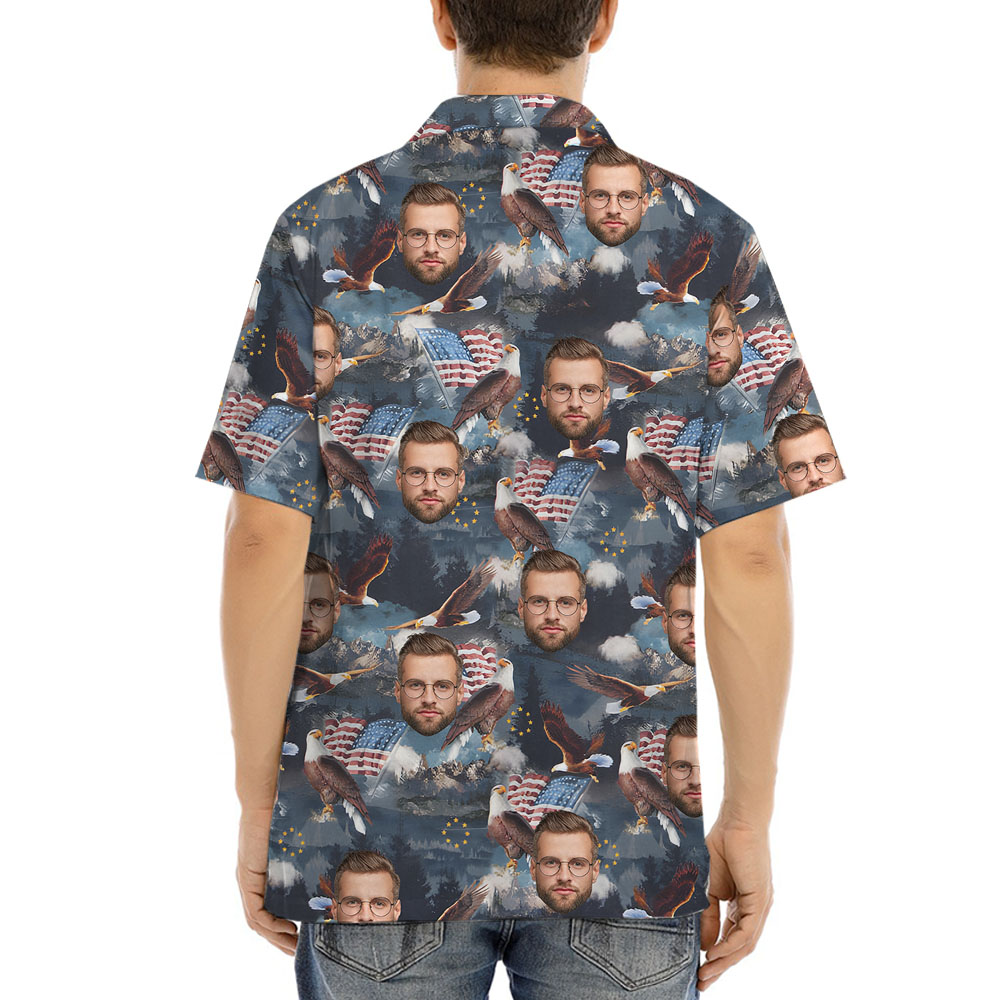 Independence Day Men's Hawaiian Shirt With 1-5 Faces