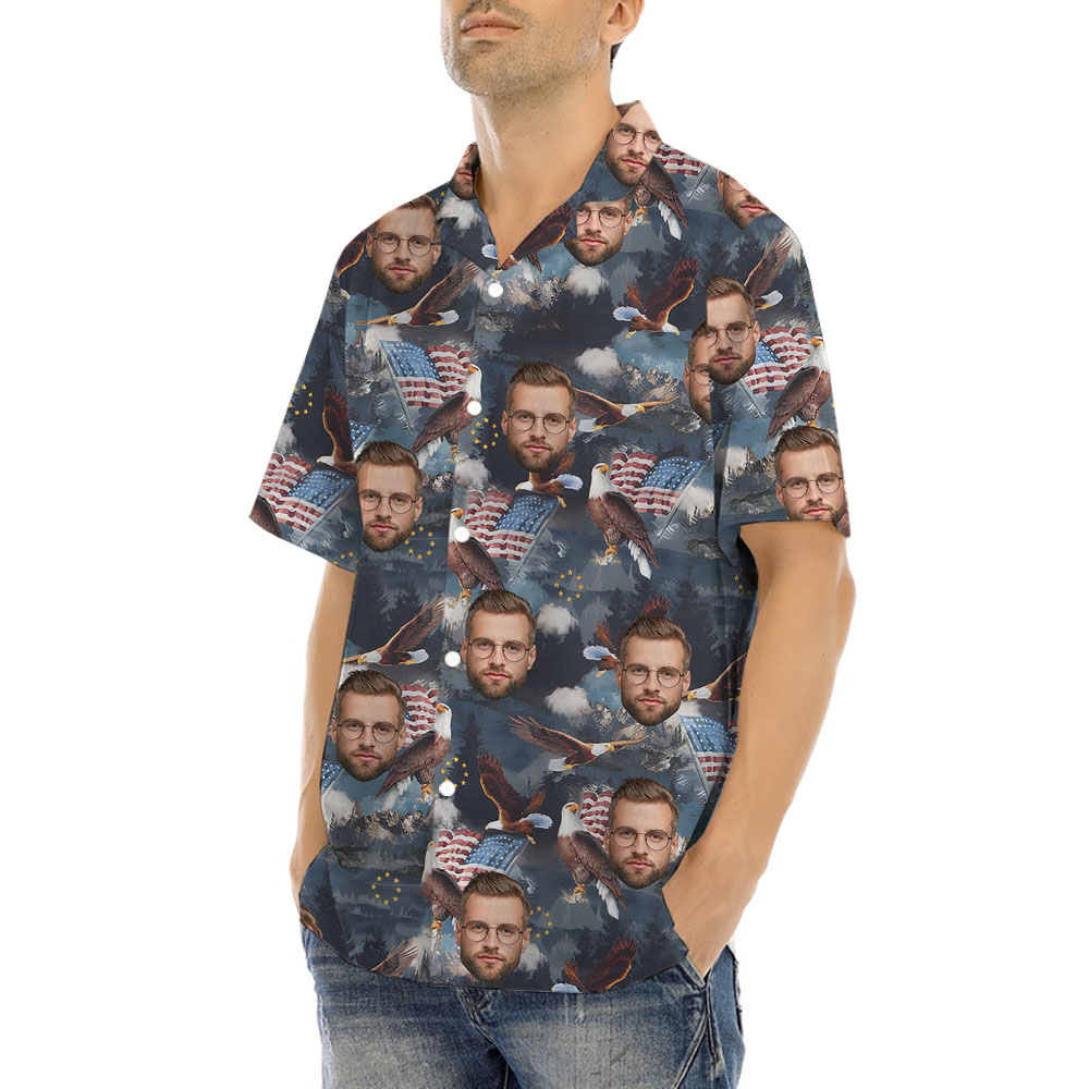 Independence Day Men's Hawaiian Shirt With 1-5 Faces