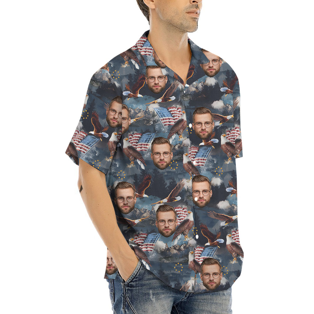 Independence Day Men's Hawaiian Shirt With 1-5 Faces