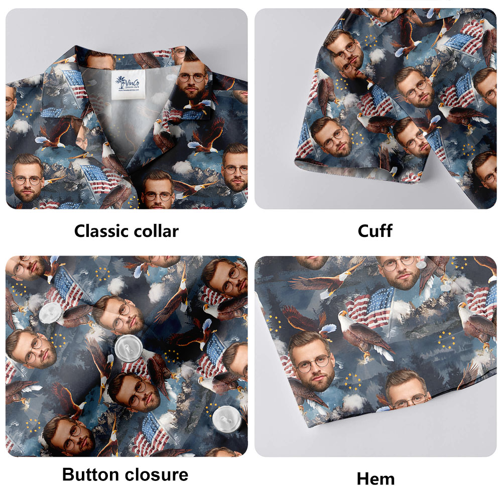 Independence Day Men's Hawaiian Shirt With 1-5 Faces