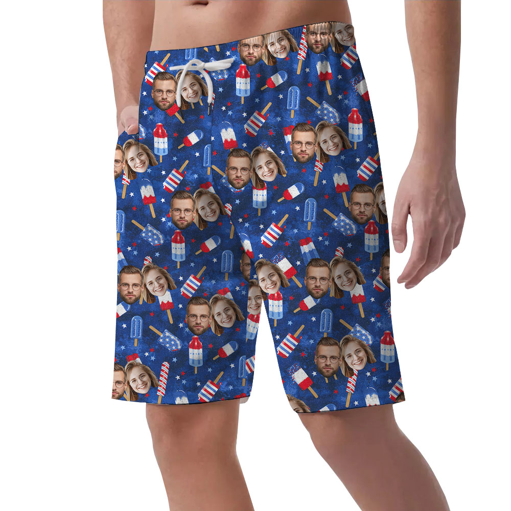 Patriotic Men's Hawaiian Shorts With 5 Faces