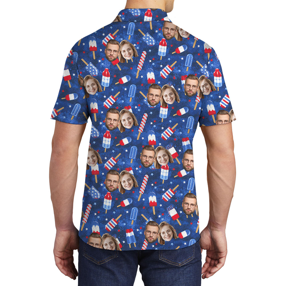 White Red And Blue Ice Cream Polos With Faces