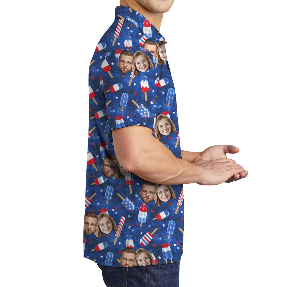 White Red And Blue Ice Cream Polos With Faces