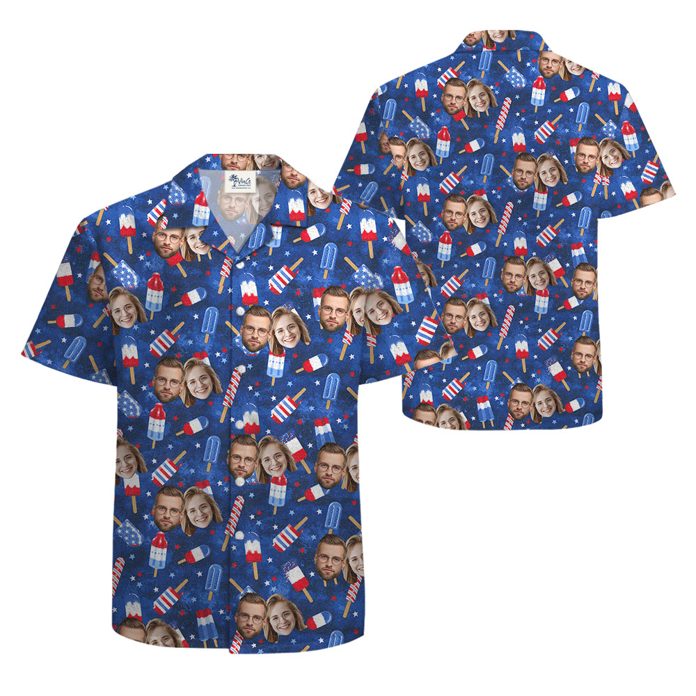 4th Of July Ice Cream Hawaiian Shirt With 5 Faces