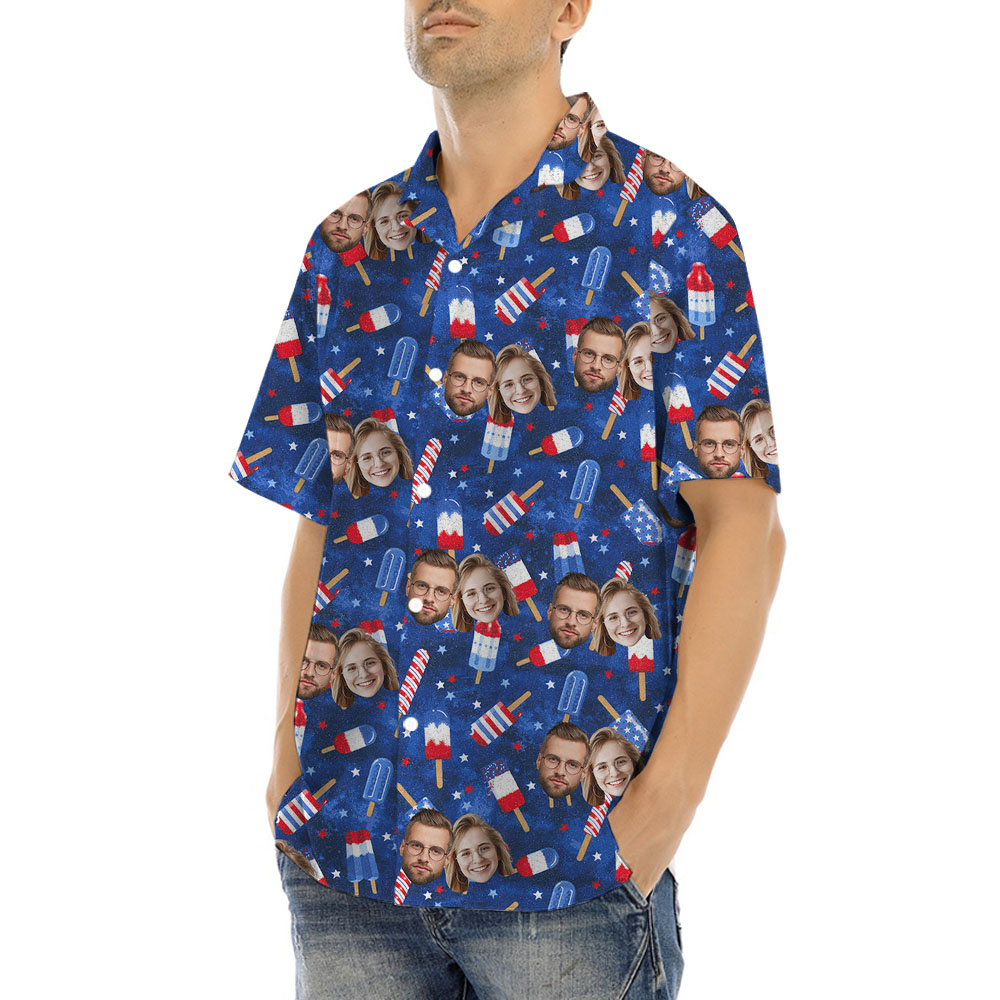 4th Of July Ice Cream Hawaiian Shirt With 5 Faces