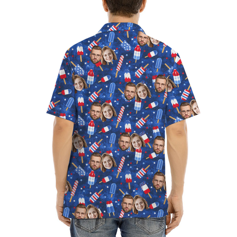 4th Of July Ice Cream Hawaiian Shirt With 5 Faces