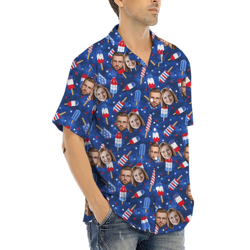 4th Of July Ice Cream Hawaiian Shirt With 5 Faces