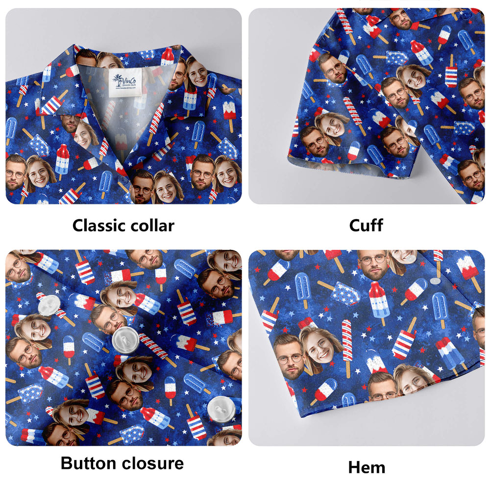 4th Of July Ice Cream Hawaiian Shirt With 5 Faces