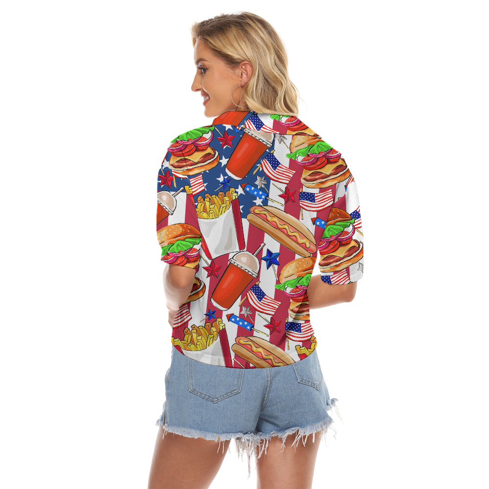 American Flag Fast Food Women's Cropped Shirt
