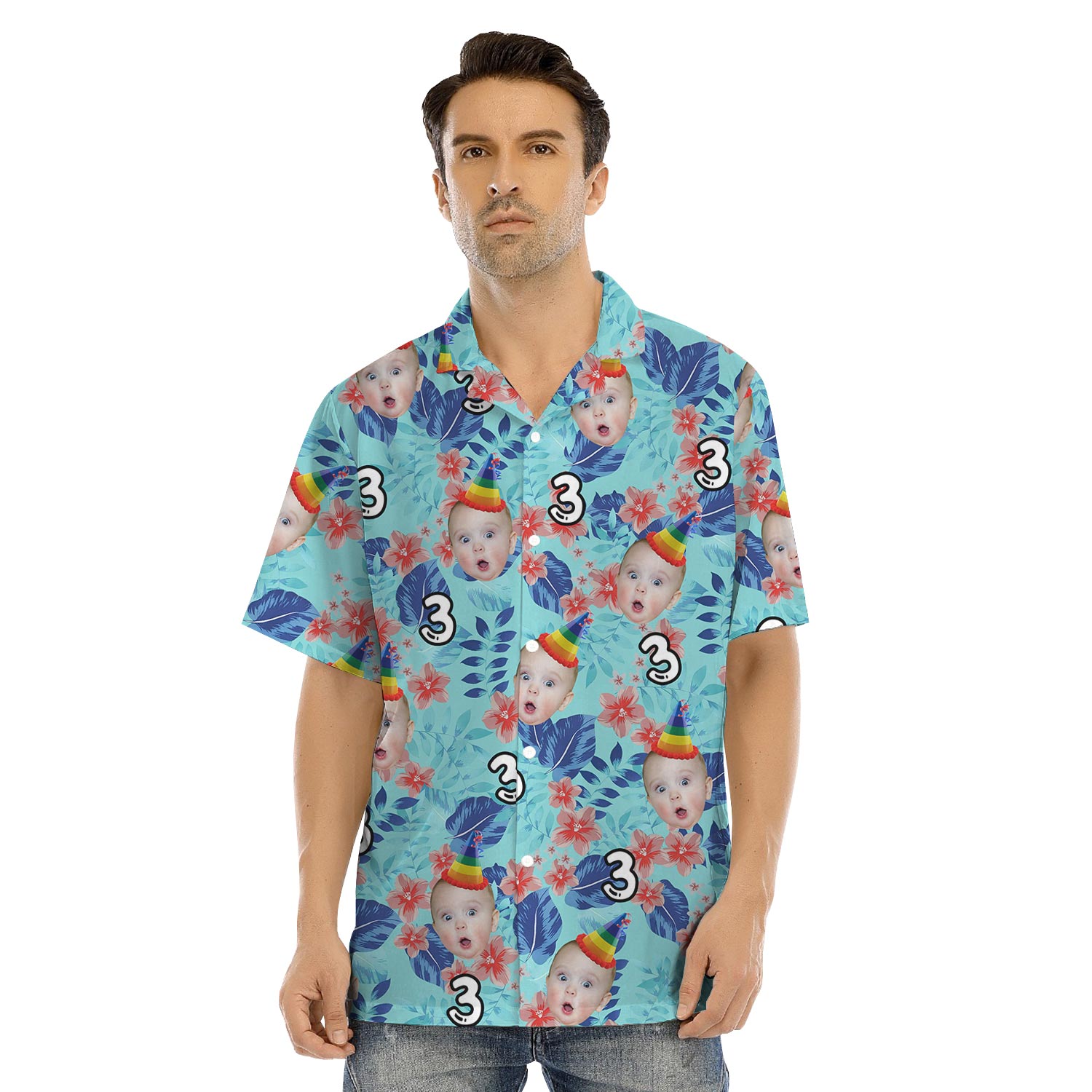 Birthday Matching Hawaiian Outfit For Family With Face