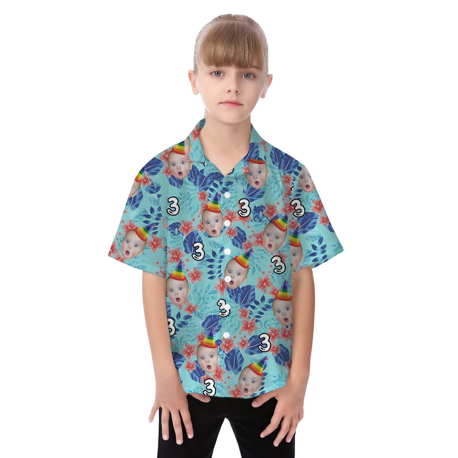 Birthday Matching Hawaiian Outfit For Family With Face