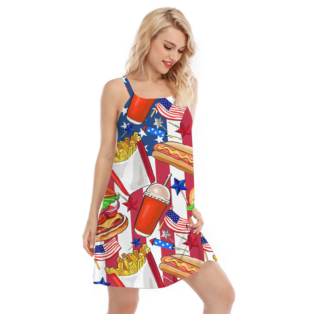 American Flag Fast Food Aloha Cami Dress