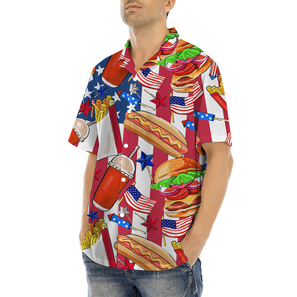 American Flag Fast Food Hawaiian Shirt