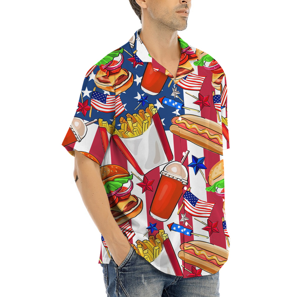 American Flag Fast Food Hawaiian Shirt