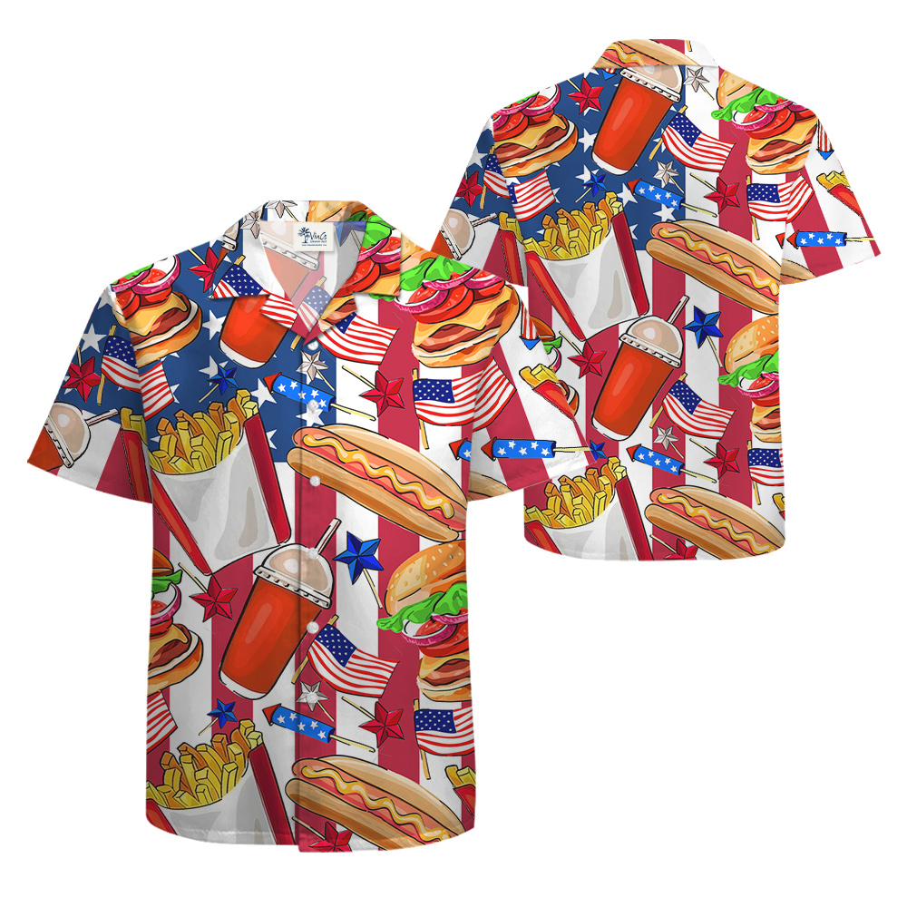 American Flag Fast Food Hawaiian Shirt