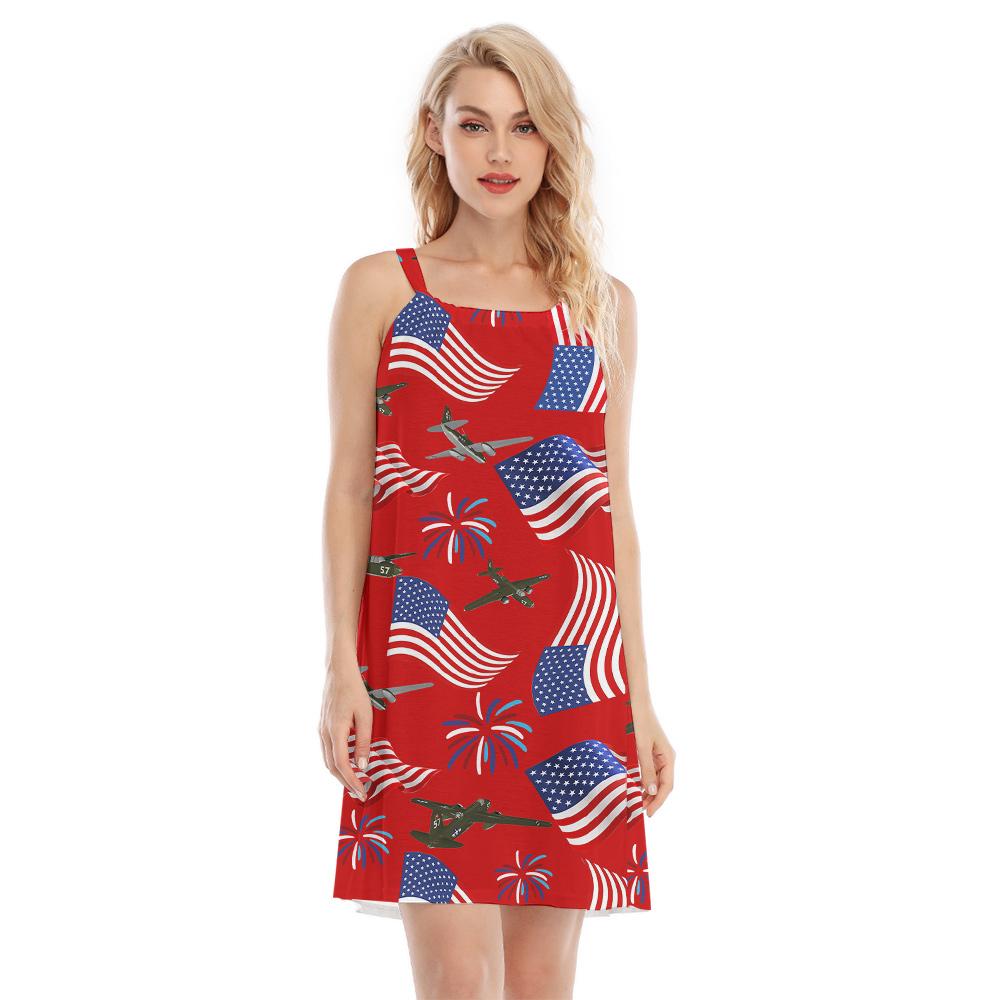 4th Of July American Planes Red Cami Dress - variant image 1