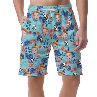 Funny Custom Face Birthday Summer Shorts Hawaiian