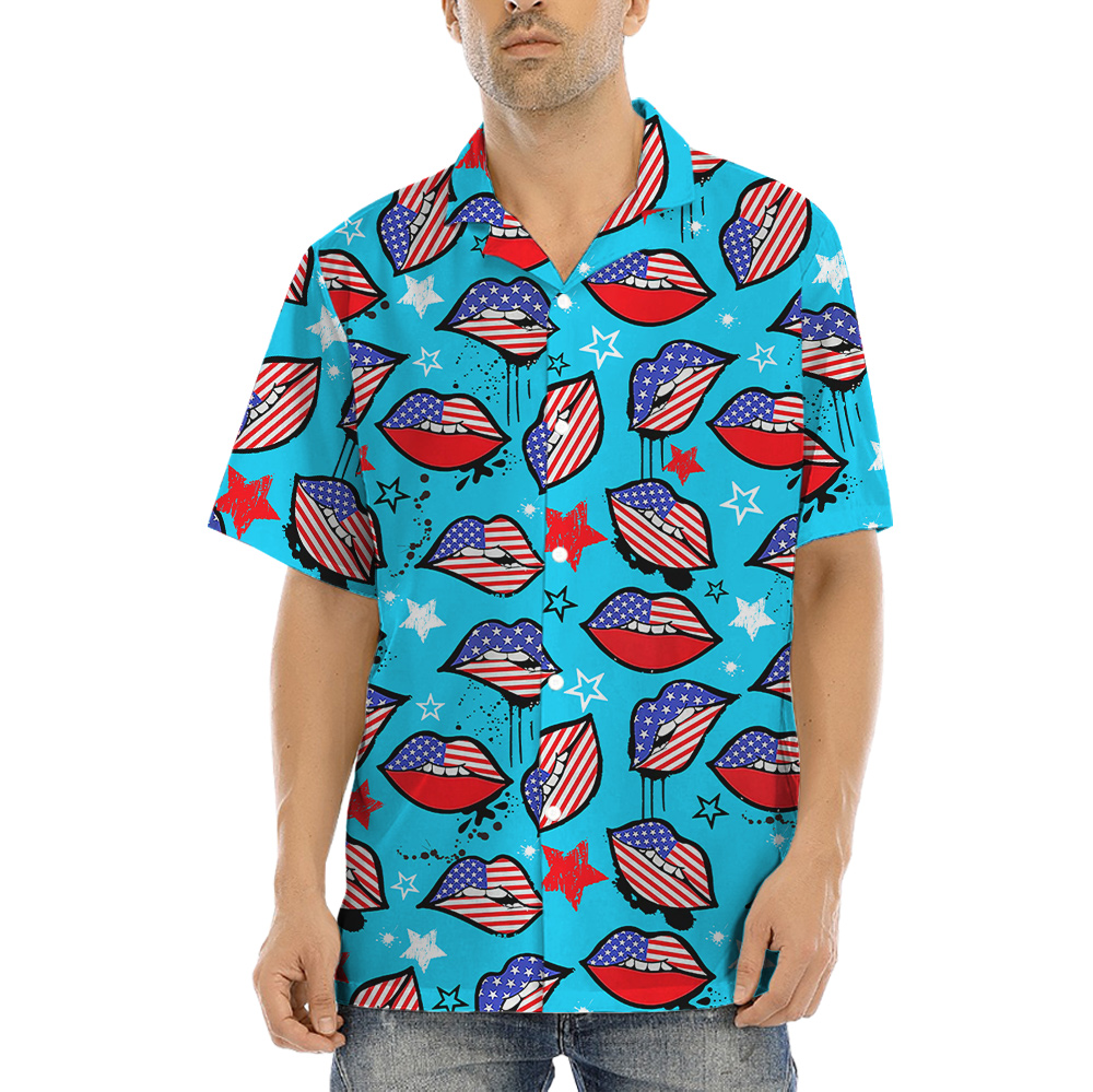 4th Of July American Sexy Lips Hawaiian Shirt - variant image 1