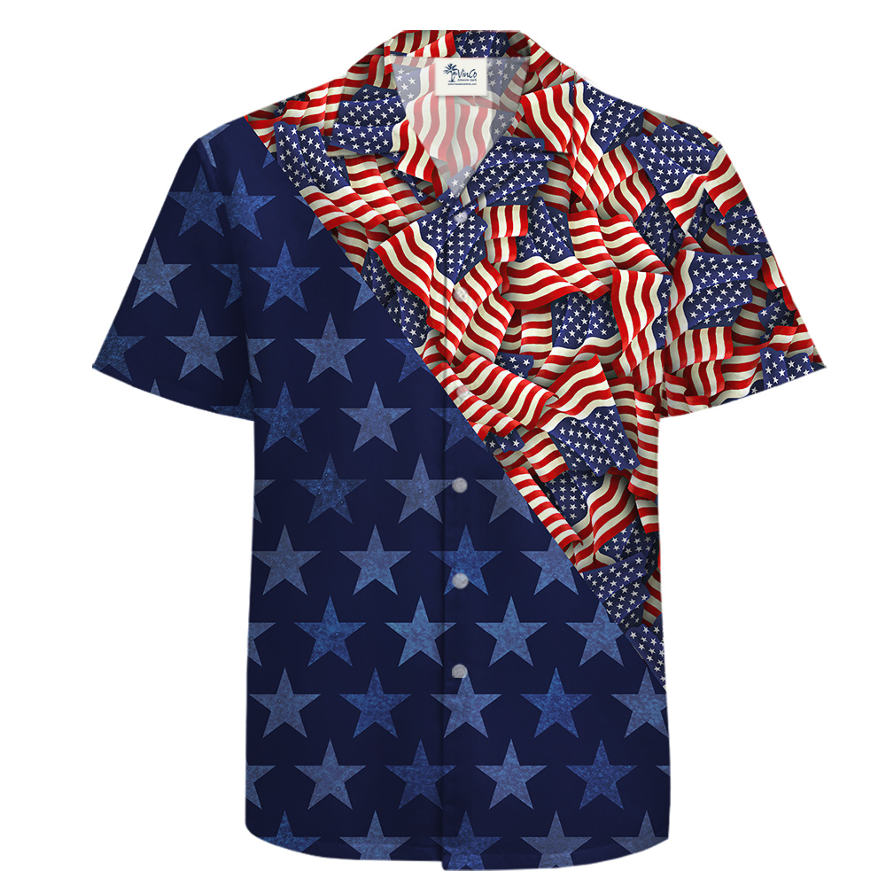 Cotton America Flag Button Up Shirt for Men XS-6XL - variant image 1