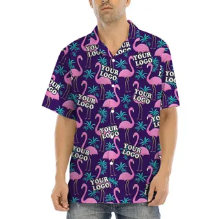 Matching Custom Logo Flamingo Aloha Shirts Mens