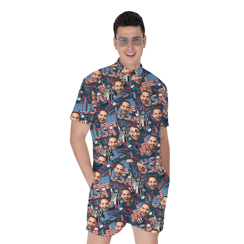 Custom Multiple America 4th of July Faces Men Romper - variant image 1
